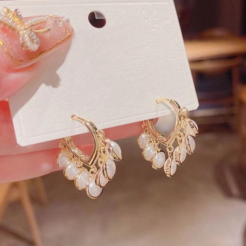 Pendientes coreanos de borla de perlas coreanas de alto de una nueva Joyería