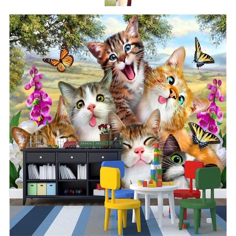 Fondos de pantalla 3D Custom Po Dibujos animados Gatos Naturales Paisaje  Murales Muros Niños Papeles para