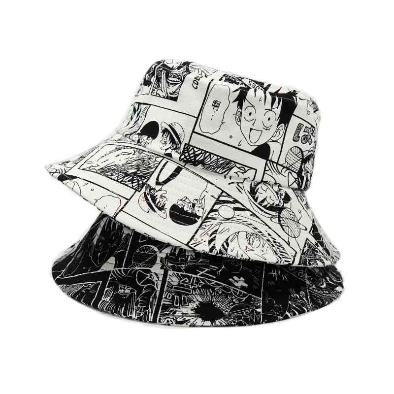 Japanese Anime Bucket Hats Reversible Fisherman Hat Double Sided Panama Caps Boy Hiphop Bob Caps Windproof Sunhat With Rope Japanese Anime Bucket Hats Reversible Fisherman Hat Double Sided Panama Caps Boy Hiphop Bob Caps Windproof Sunhat With Rope