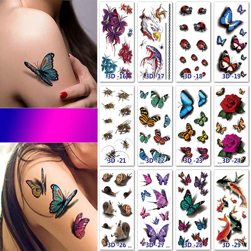 39 Styles Butterfly 3D Tattoo Flowers Leaf Stickers for Women Kids Colorful Body Art Temporary Tattoos 39 Styles Butterfly 3D Tattoo Flowers Leaf Stickers for Women Kids Colorful Body Art Temporary Tattoos