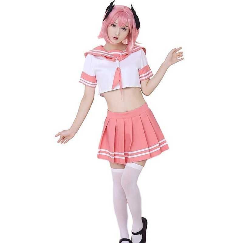 Anime Fate Astolfo Cosplay Costume JK School Uniform Sailor Dress Outfi  Women Fancy Outfit Anime Halloween Costume Y0903