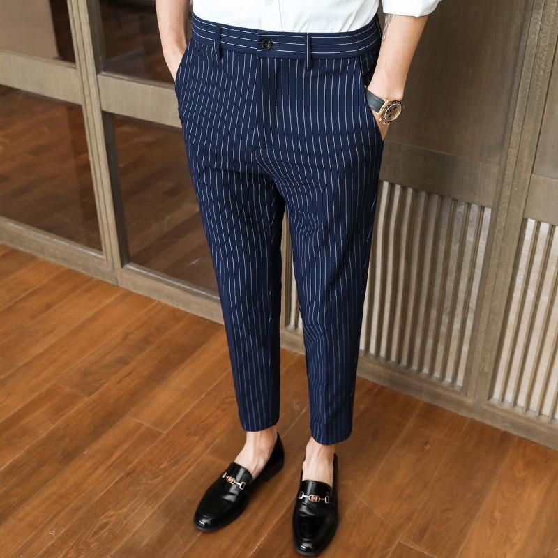 Compra Pantalones Para Hombres Pantalones De Rayas De Moda Británica  Pantalones Para Hombre Social Club Trajes Pantalones Hombre 2021 Menores De  Oficina Casual Barato | Entrega Rápida Y Calidad | Es.Dhgate