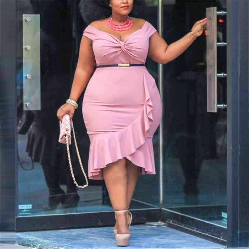 Compra Vestidos De Talla Grande Para Mujeres Africanas 4xl 5xl Pink Black  Slash Cuello De Cintura Alta Ruffles Elegante Noche Fiesta Noche Vestido  MIDI 210510 Barato | Entrega Rápida Y Calidad | Es.Dhgate