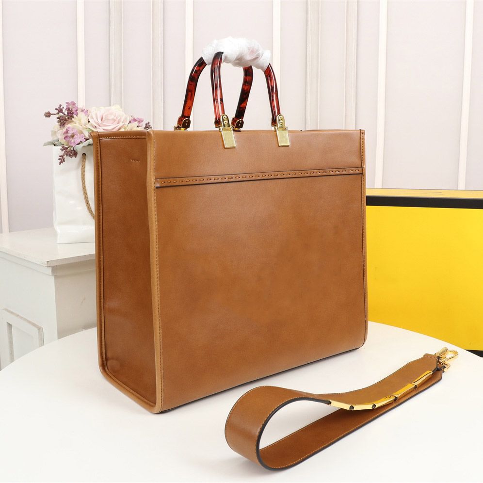 Genuine Leather Women Brown Design Tote Handbags