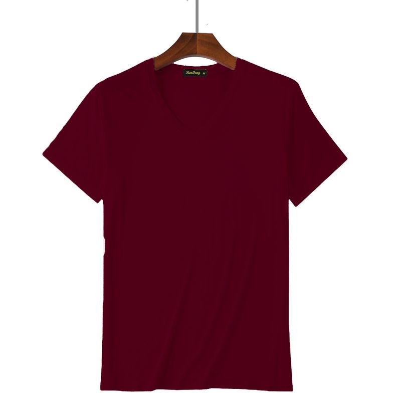 v Neck-burgundy