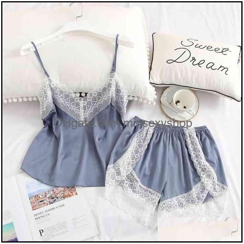 lace spaghetti strap top & short set