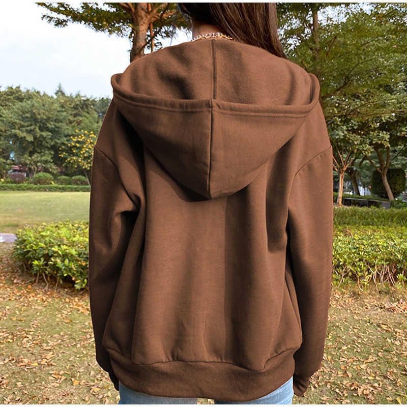 oversized brown zip moletom com capuz