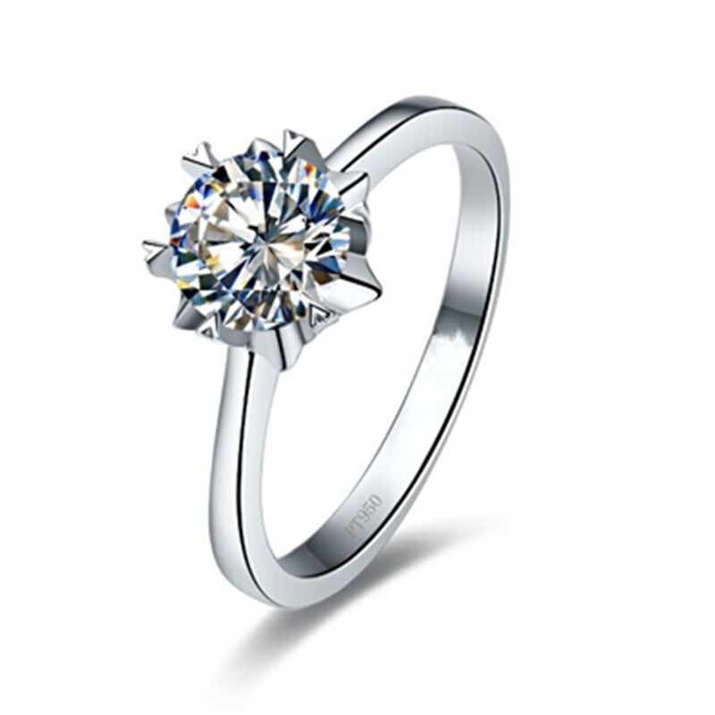 스털링 실버 링 1CT 눈송이 쥬얼리 NSCD 시뮬레이션 다이아몬드 약혼 반지 솔리테어 여성 결혼 선물 상자