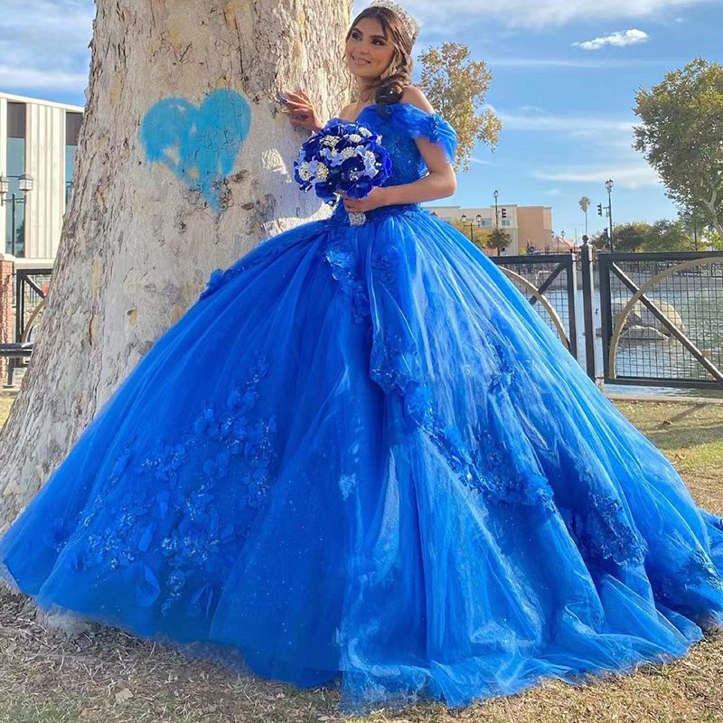Mexican Girl Vestidos De XV Años Quinceanera Dress Ball Gown Appliques Lace  Country Garden Birthday Sweet 15 Gowns