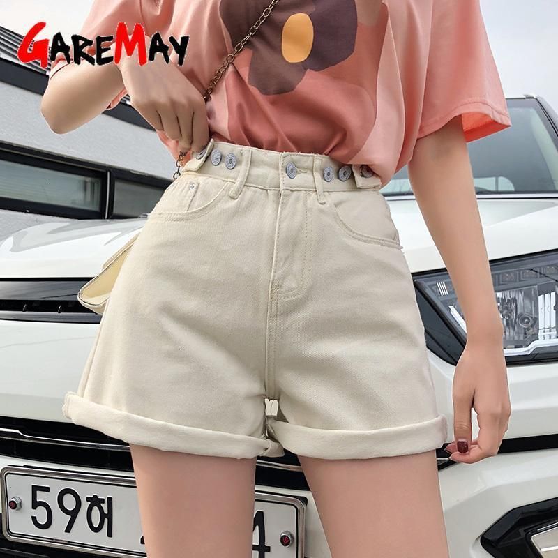 Pantalones cortos vaqueros de cintura alta para mujer, shorts elásticos,  sexys, color blanco y negro, verano, 2019|Pantalones cortos| - AliExpress