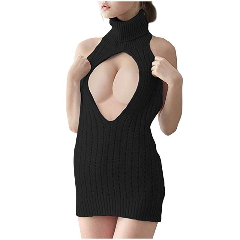 Casual Dresses Women Sexy Open Chest 