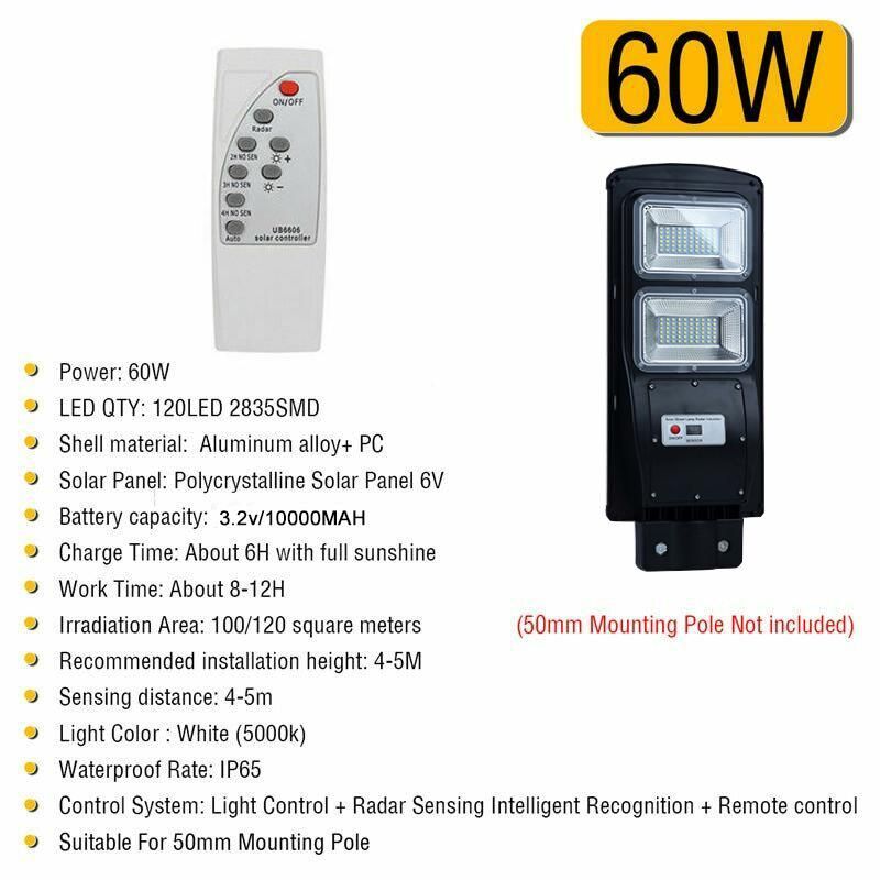 60W with pole-white light