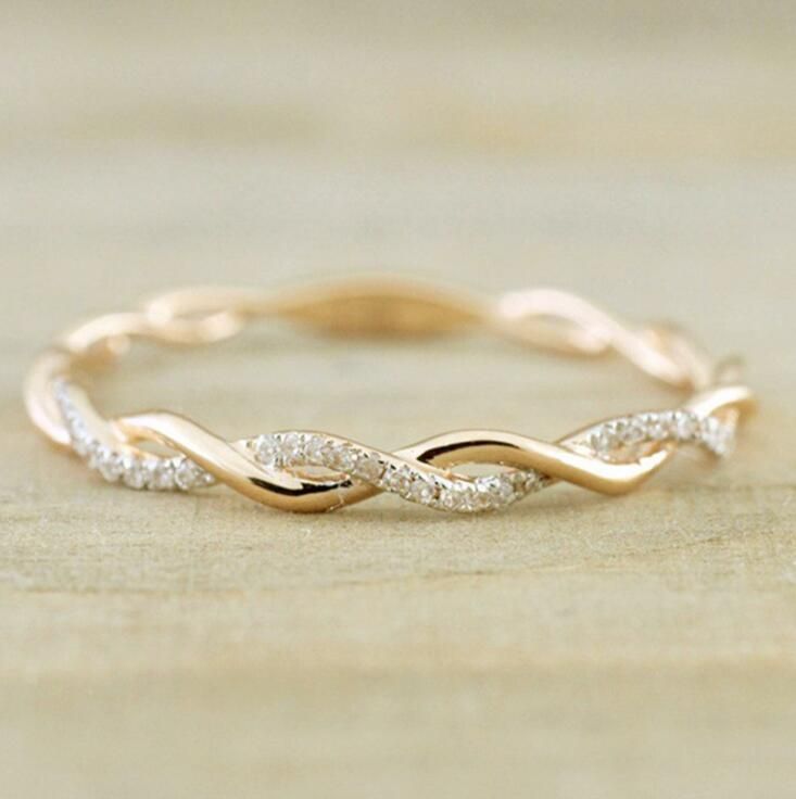 gen donderdag Binnen Trouwringen Online Uitverkoop Trouwring Sieraden Mode Stijl Ronde Diamant  Ringen Voor Vrouwen Dunne Roos Goud Kleur Twist Touw Stapelen In Roestvrij  Staal 3 Kleuren 699210437 |DHgate