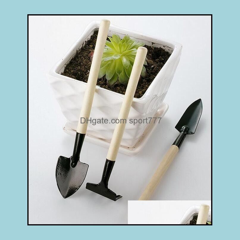 3pcs Set Shovel Rake Spade Wood Handle Metal Head Kids Tool Mini Garden Tools 