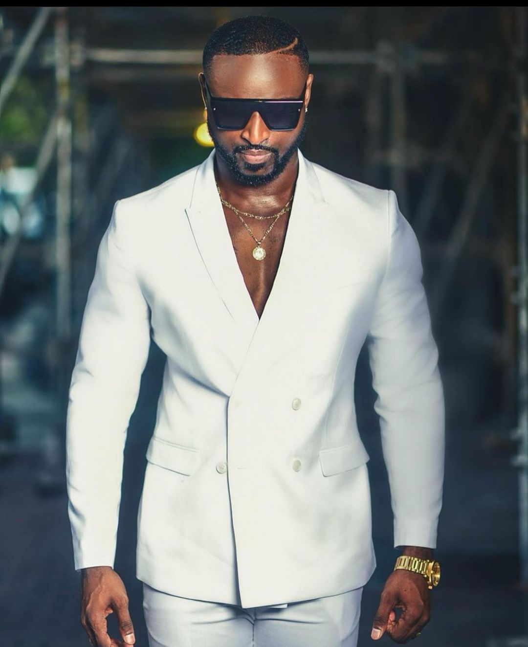 White Double Breasted Celebrity Mens 