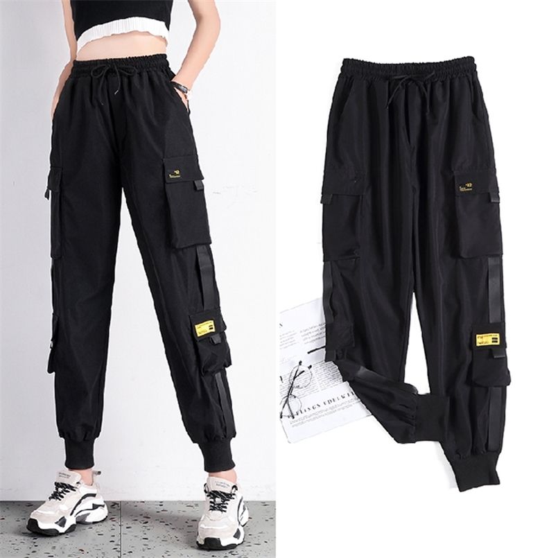 Compra Safari Mujeres Pantalones Verano Negro Elástico Cintura Alta  Bolsillos Sueltos Sweypants Harajuku Girl Thin Troggers Pantalones 210517  Barato | Entrega Rápida Y Calidad | Es.Dhgate