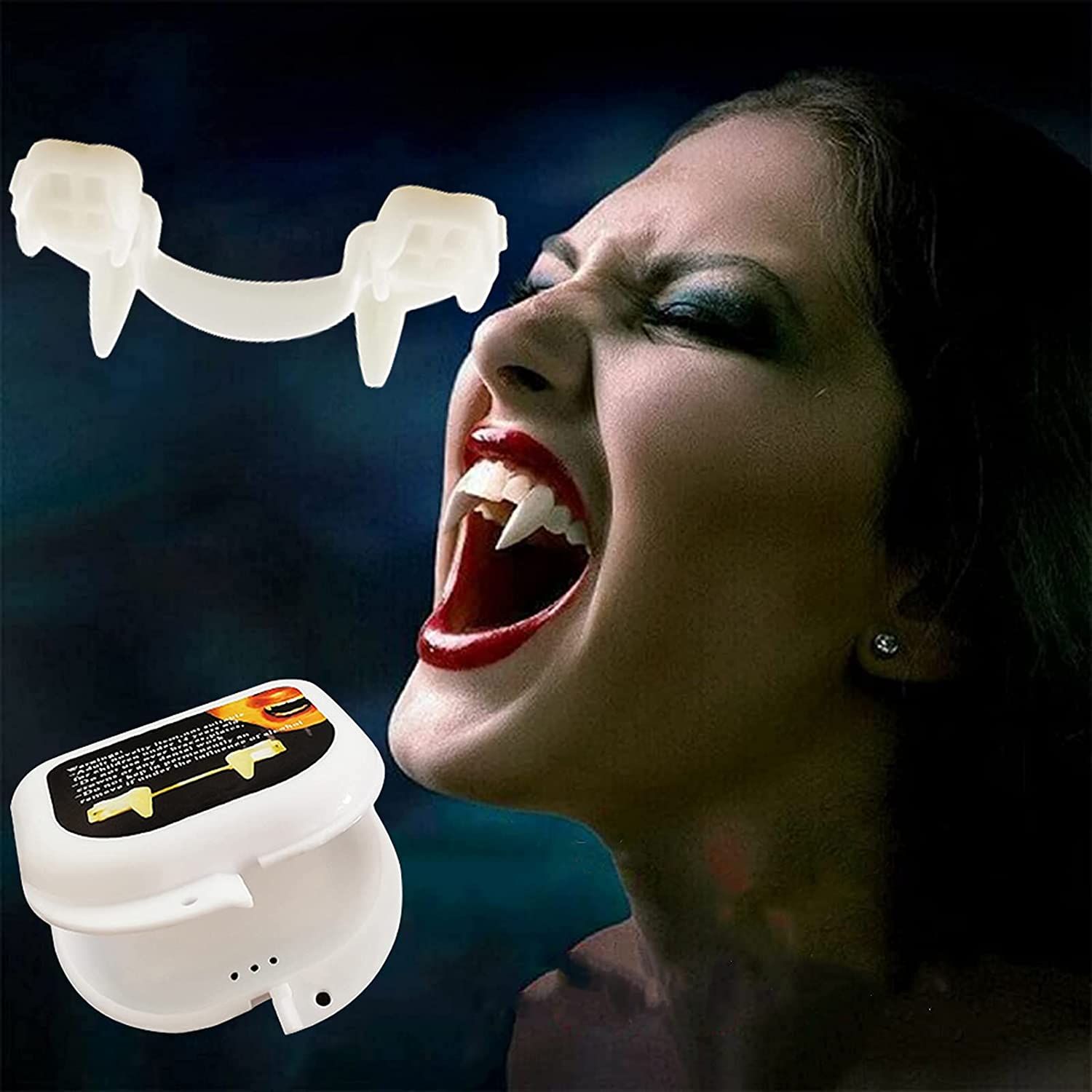 Vampiro retráctil zombie colmillos Halloween espeluznantes espeluznantes Faltos de dientes falsos reutilizables dentaduras de plástico para Vampiro retráctil zombie colmillos Halloween espeluznantes espeluznantes Faltos de dientes falsos reutilizables dentaduras de plástico para