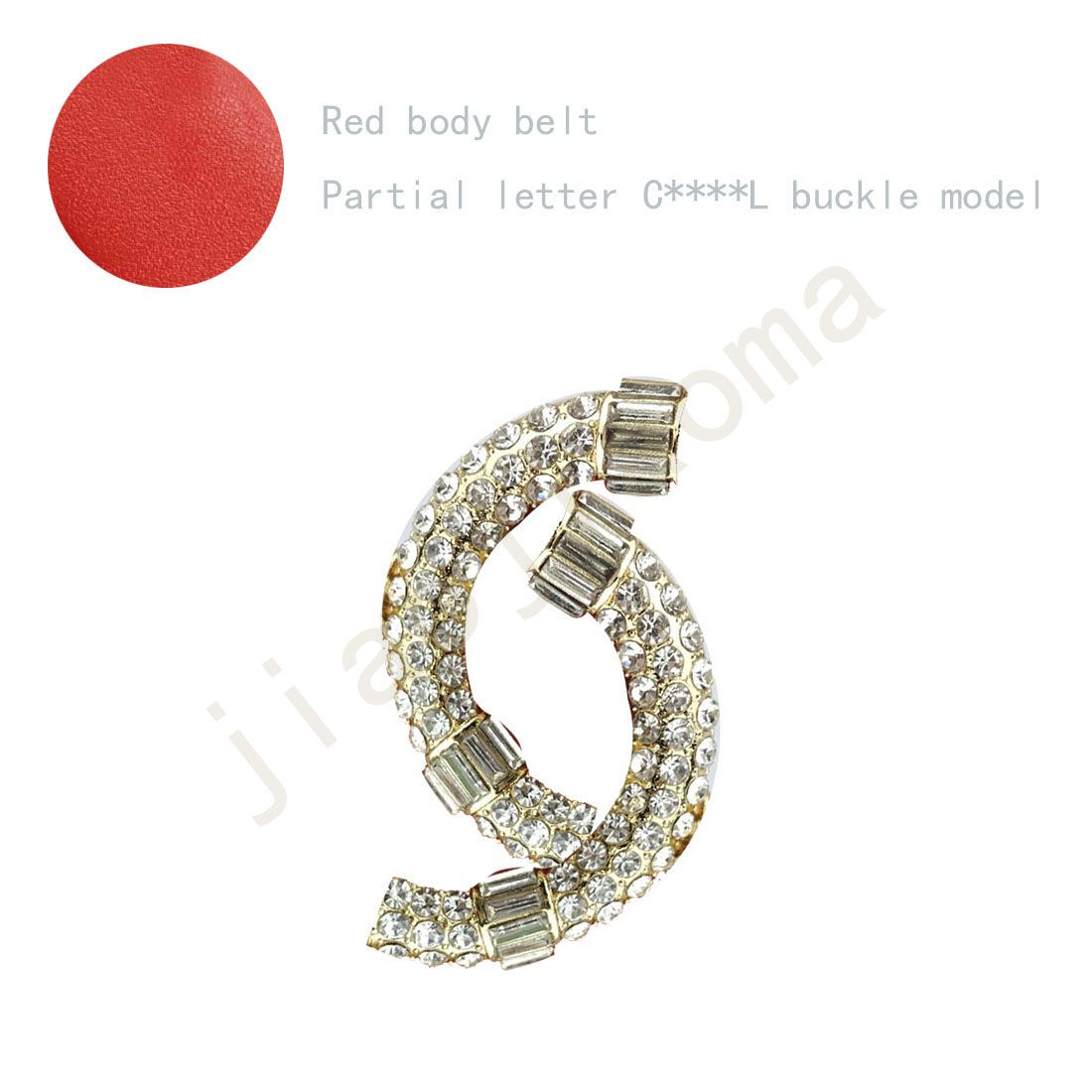 14#Logo ch**el red belt gold buckle