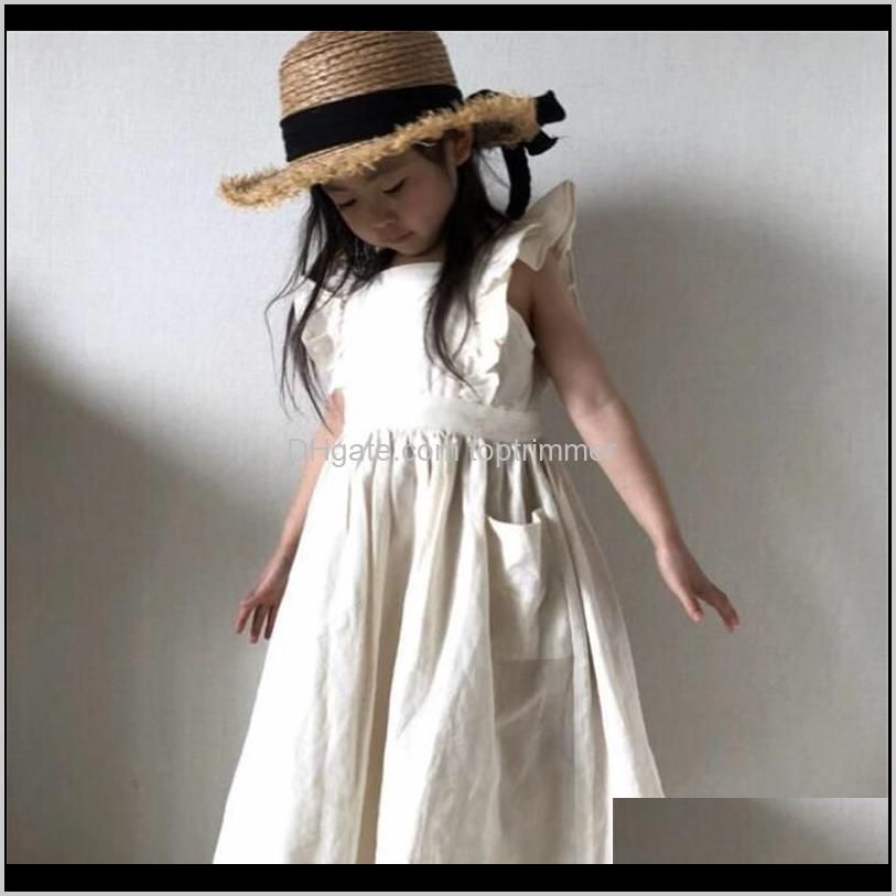 Girls Dresses Online Sale Baby Clothing Baby, Kids  Maternitydb Korean  Japan Ins Little Organic Linen Cotton Fly Sleeveless Blank Beige Square  Collar Dresses Childre 696960639 | DHgate.Com