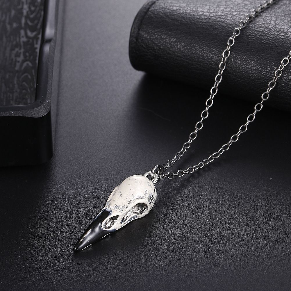 Faux Raven Skull Resin Bird Skull Necklace Goth Pendant Handmade Jewelry Faux Raven Skull Resin Bird Skull Necklace Goth Pendant Handmade Jewelry