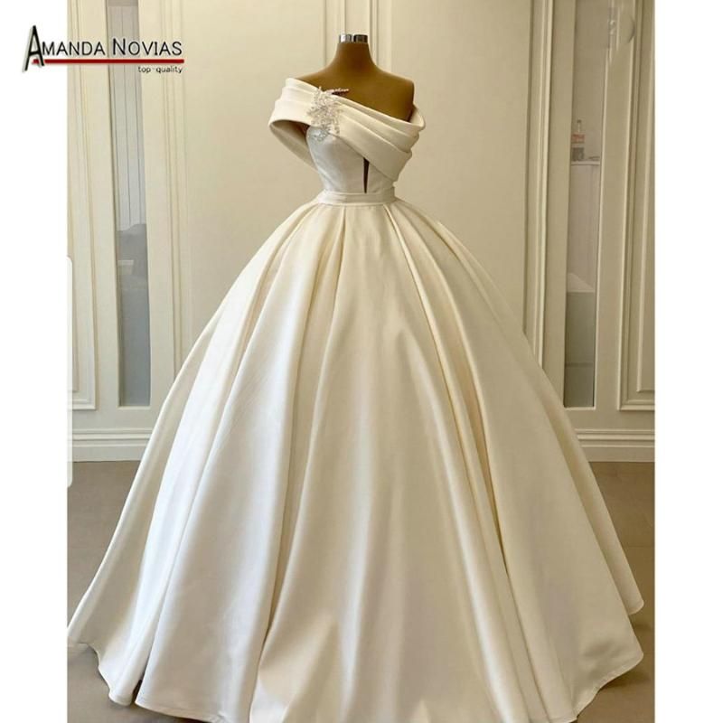 Compra Otros Vestidos De Novia Vestido De Satén Liso Elegante Trabajo Real  Barato | Entrega Rápida Y Calidad | Es.Dhgate