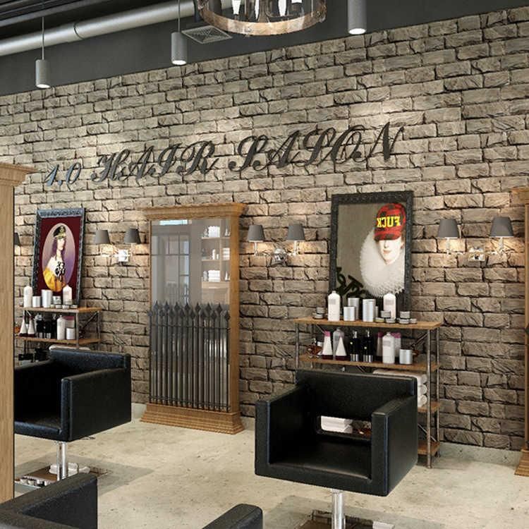 Wallpapers Hair Salon 3D Brick Wallpaper Nostalgic Fashion Background Wall  Barber Shop