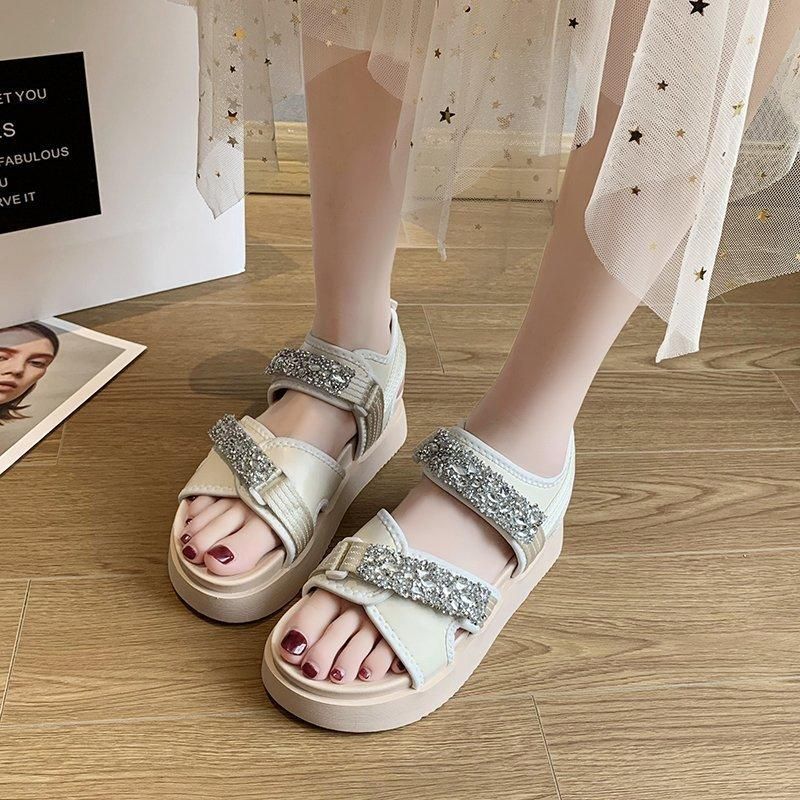 black rhinestone platform sandals