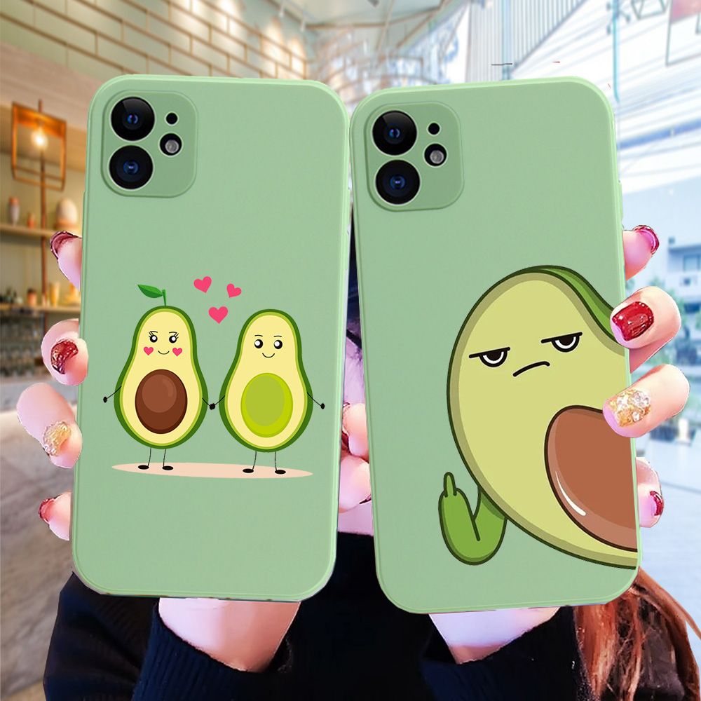 Cajas de teléfono celular Fruta de dibujos animados lindo Aguacate Funda de  silicona suave para iPhone