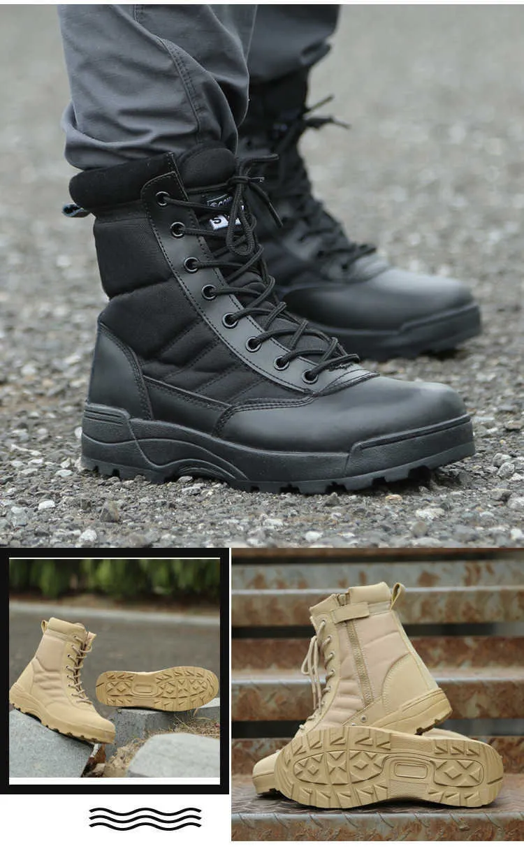 Bottes Militaires Tactiques Hommes Légères Rangers Avec Zip YKK - Cuir Résistant