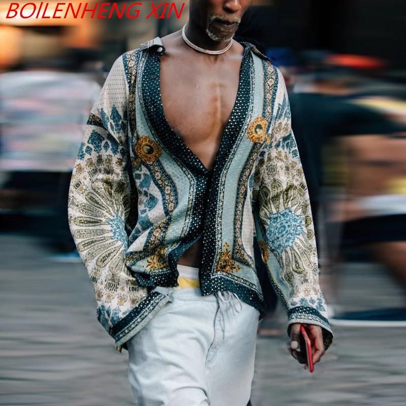 Compra Camisas Casuales Para Hombres Ropa De Verano Europa América Flojo  Tendencia Impresión Camisa De Manga Larga Cardigan Estilo Étnico Hombres  Barato | Entrega Rápida Y Calidad | Es.Dhgate