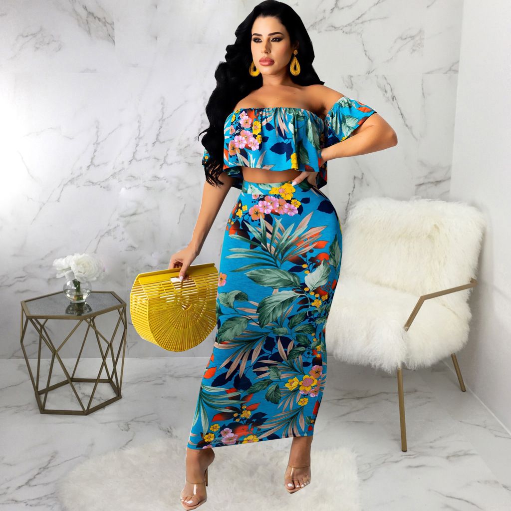 Compra 2022 Blusas Summer Falda De Mujeres Trajes Sexy Moda Impresa Señoras  Traje De Dos Piezas Nuevo Venta 2021 Faldas Largas Mangas Cortas Barato |  Entrega Rápida Y Calidad | Es.Dhgate