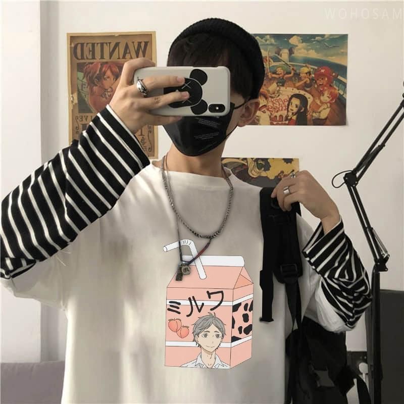 Japonês streetwear e menina anime camiseta roupas com capa de braço gráfico  topo harajuku kawaii verão topos para mulher t camisa