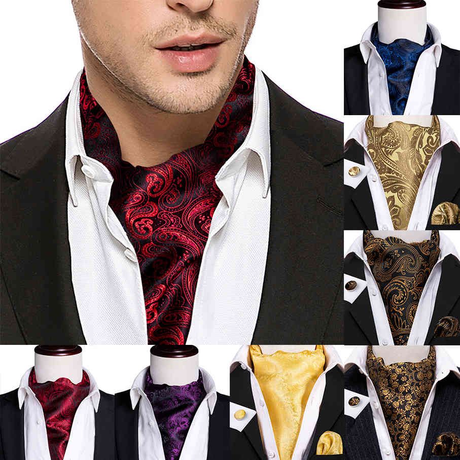 Fracaso mensual Escrupuloso Seda corbata Ascot Tie para hombres Bufanda Traje Vino Red Mens Cuello  Cuello Jacquard Set Moda