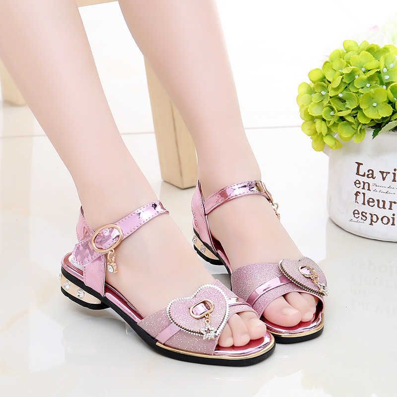 Elegantes zapatos de niña pequeña diseño de corazón princesa sandalia zapatos para 1,5-