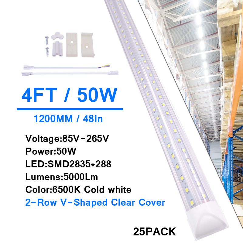 4FT 50W غطاء على شكل V واضح