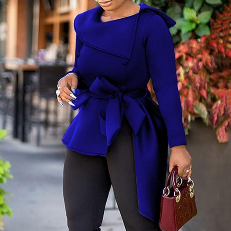 Camisas para mujer Tops de invierno para Moda azul Oficina africana Dama Trajes de