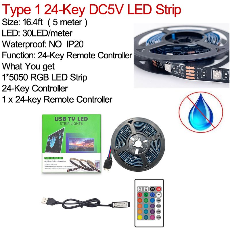 IP20 24-KEY Controller-16.4FT LED Strip