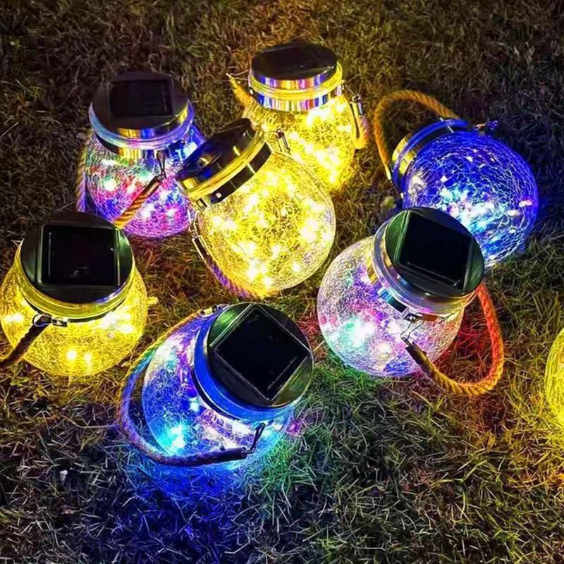 태양 램프 1 / 2pcs 교수형 랜턴 방수 30 LED 딱딱한 유리 공 빛 정원 항아리 램프 화려한 크리스마스 장식 야외
