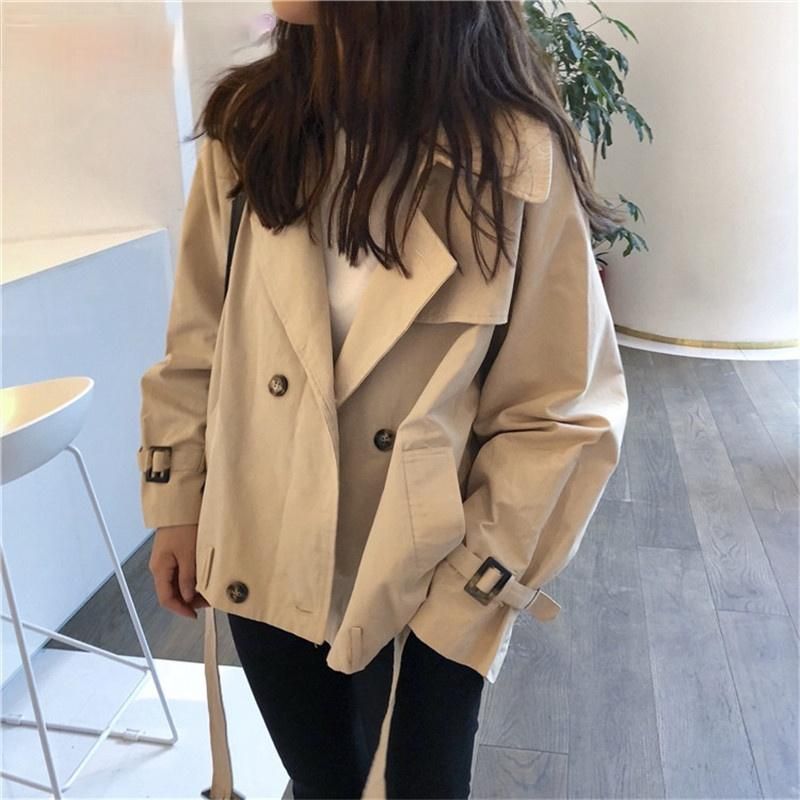Compra Garancha De Mujer Abrigos De Estilo Coreano Mujer Abrigo Corto Moda  Suelto Khaki Recortado Cortavientos Rompevientos Abrigo Con Damas Del  Cinturón Barato | Entrega Rápida Y Calidad | Es.Dhgate