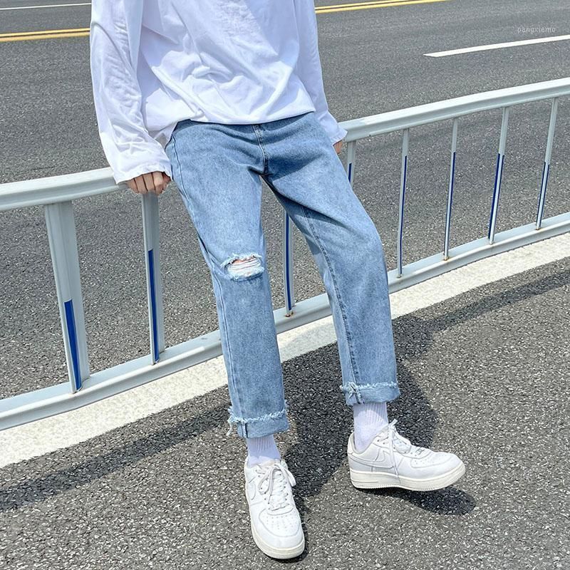 Compra Jeans De Los Hombres Sueltos Hombres Casuales Rasgados Denim Jean  Moda Coreano Estilo Japonés Hole Cowboys Grunge Pantalones Pantalones Para  Niños Hombre Barato | Entrega Rápida Y Calidad | Es.Dhgate