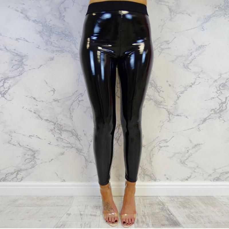 Acquistare Leggings Da Donna In Pelle Nero Argento Pantaloni Vita Alta  Donne Sexy Elastico Skinny Push Up Jeggings Elasticizzare Legole Economico  | Consegna Veloce E Qualità | It.Dhgate