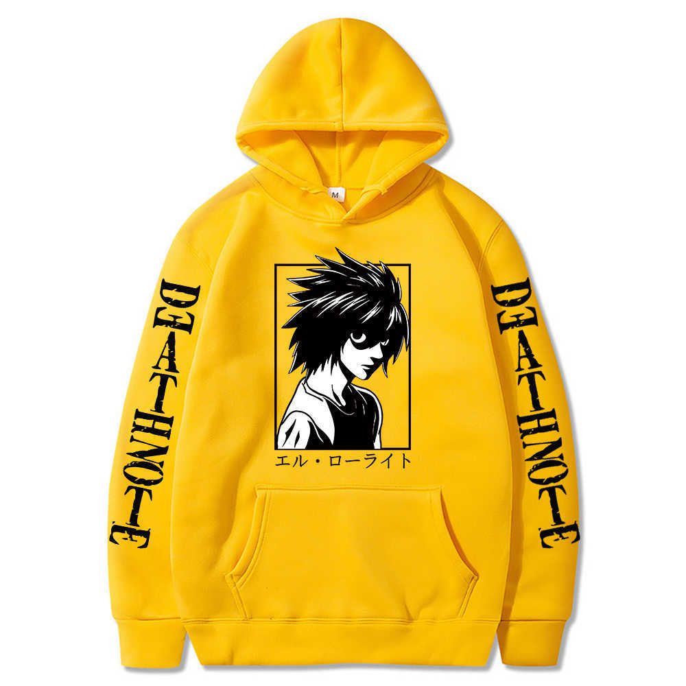 Men Hoodie Anime Death Note Hoodie Lawliet L Graphic Long Sleeve Hoodies  Pullover Sweatshirt Tops Male
