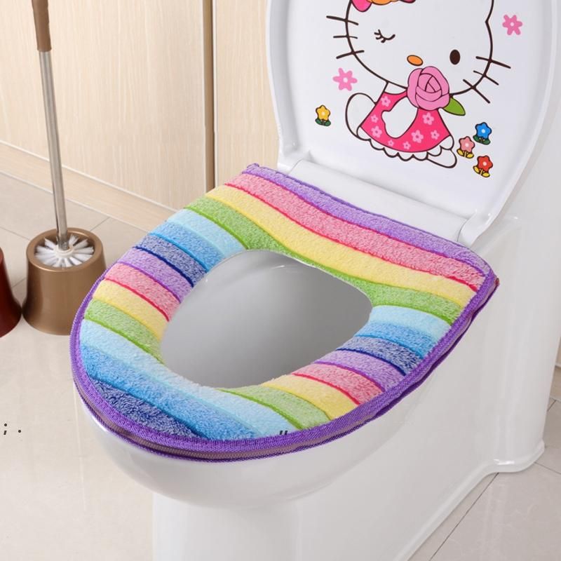 Rainbow Toilet Cover Seat Lid Pad Bathroom WC Protector Closestool Soft Warmer