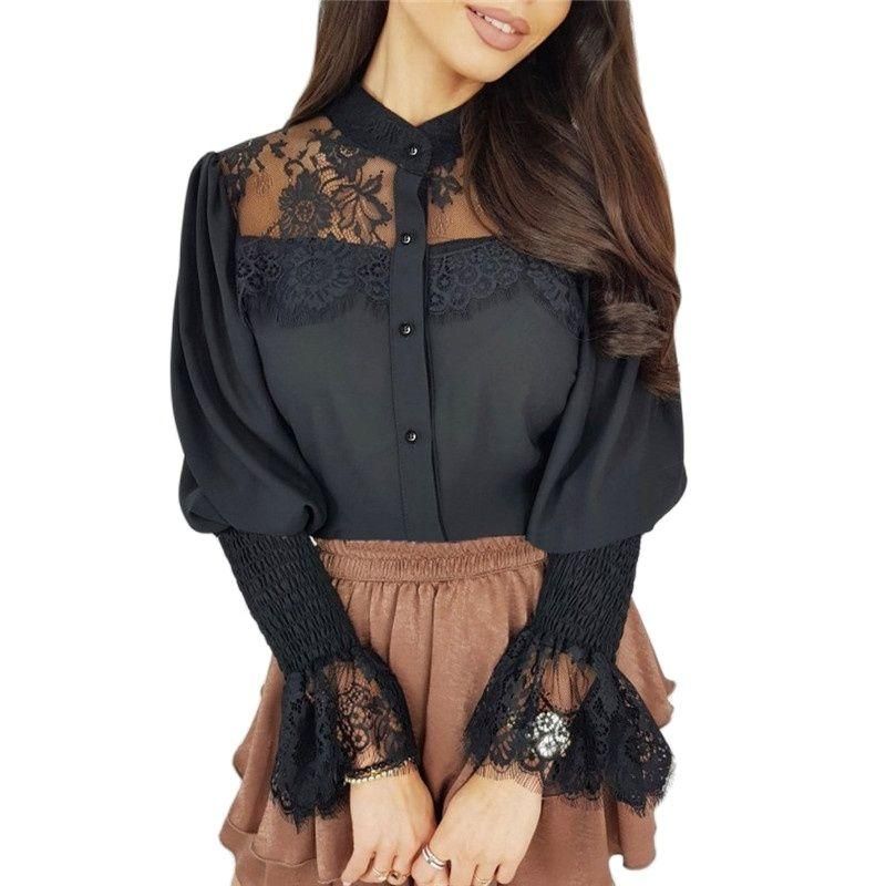 Compra Blusas Para Mujer Camisas 2021 Moda Mujeres Sexy Lace Blusa Otoño  Primavera Flores Camisa Soporte Ropa De Collar Para Niñas Drop Barato |  Entrega Rápida Y Calidad | Es.Dhgate