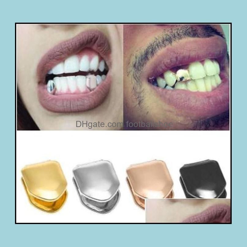 Grillz, Grills Metal Tooth Grillz Sier Color Single Dental Top Bottom Hiphop Teeth Caps Body Jewelry For Women Men Fashion Vampire Drop Deli