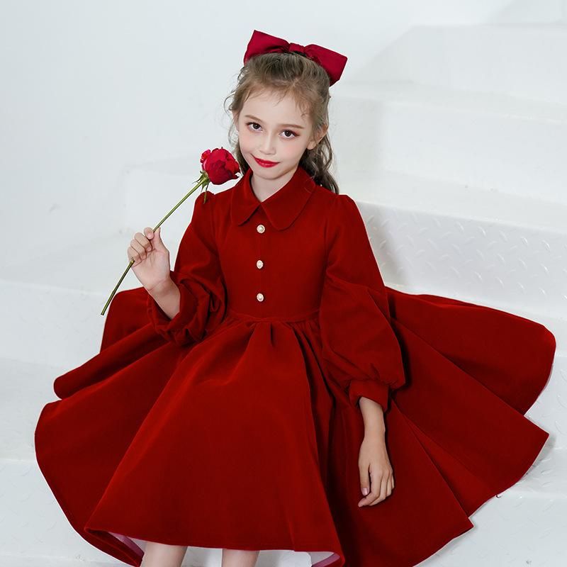 exótico Sitio de Previs Lima Vestidos de niña niña de navidad vestido de manga larga para niñas de 2 a 14
