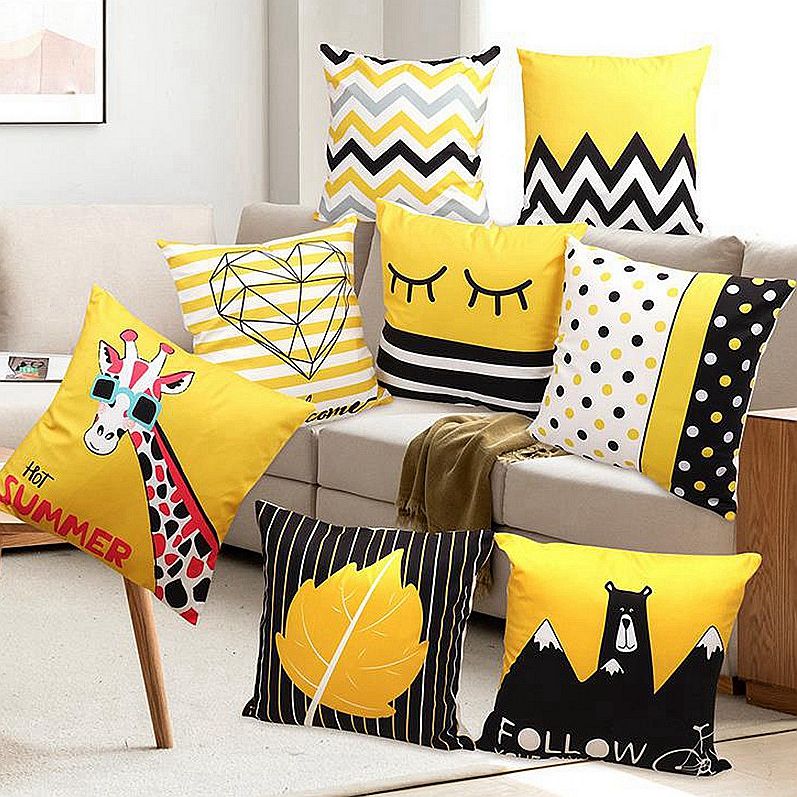 pillow covers yellow