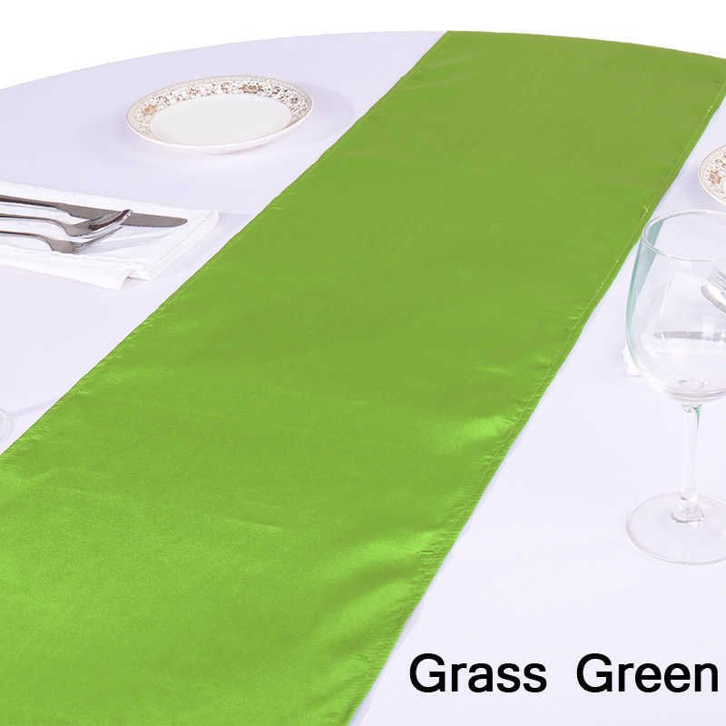 Trawa zielony satynowy stołowy biegacze-30x275 cm