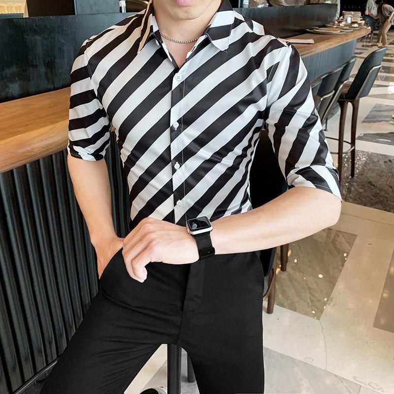 Camisas Casuales Para Hombres Black Gold Stripe Club De Noche Ropa De Fiesta Chemise Homme Luxury Imprimir Hombres Camisa De Manga Corta Vestido Delgado De 37,1 € |