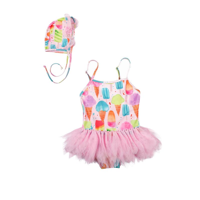 Compra 18 5y Baby Girls Traje De Bano Libre Lentejuelas Cisne Imprimir One Piece Swimwear Kids Swimsuit Hat Sombrero Sistema De Bano Bikini Para Nina 747 Y2 Barato Entrega Rapida Y